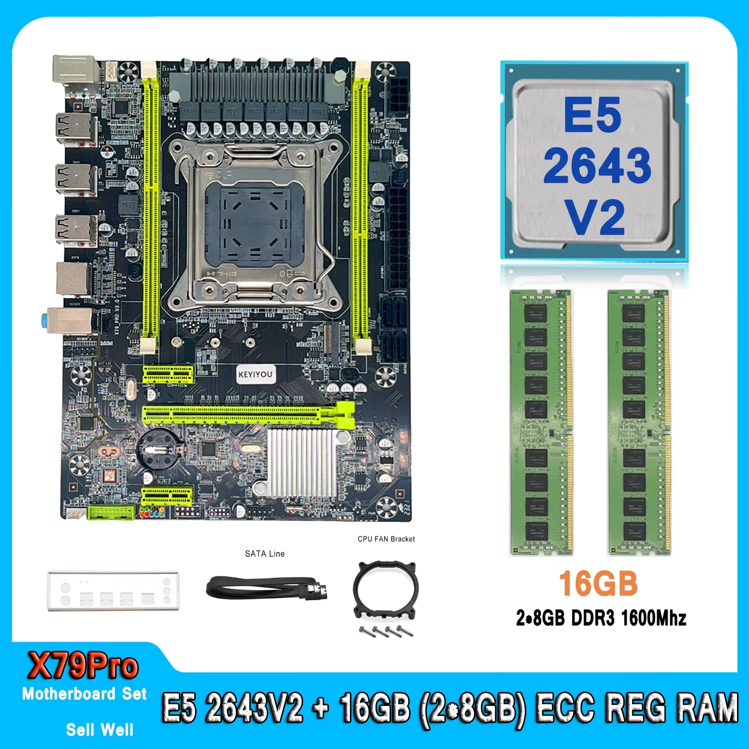 X79 Pro Motherboard Combo 16GB(2*8GB) Kit Xeon E5 2643 V2 Motherboards LGA 2011 DDR3 Memory E5 2643V2 Kits for PC Gaming