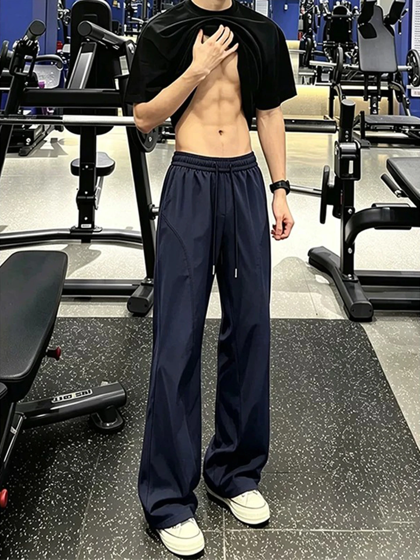Quick Dry Ice Silk Casual Pants Men's Summer Straight Leg Soft  Pants Fitness Training Lightweight Comfortable Breathable