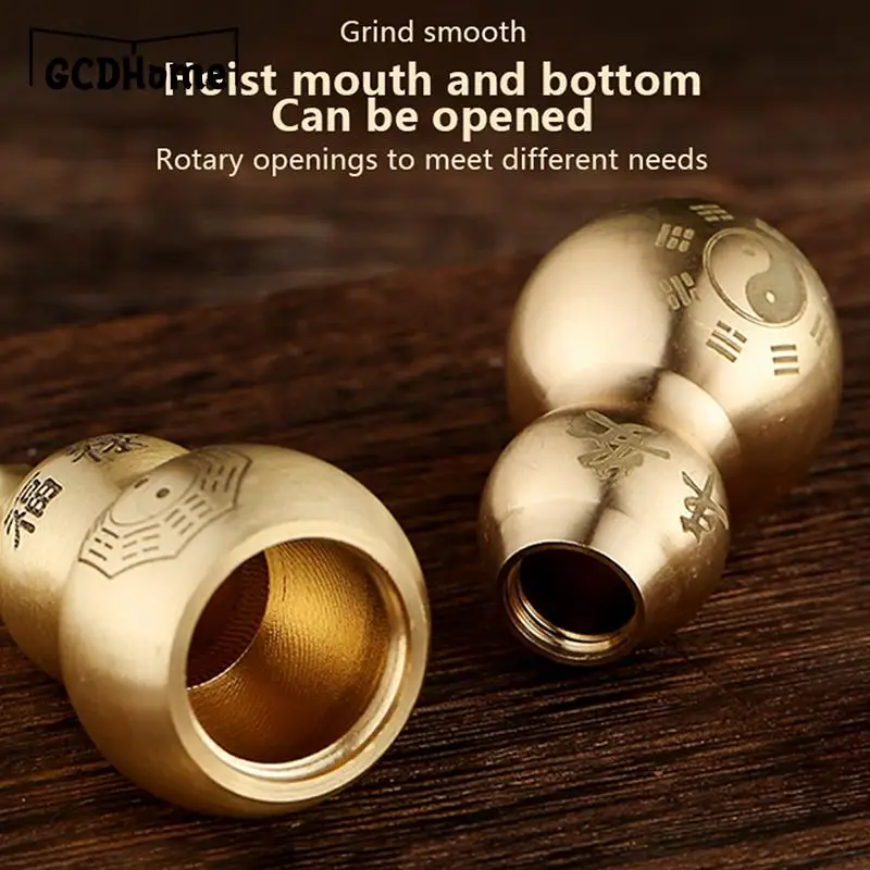 Chinese Good Luck Gourd Figurine Brass Feng Shui Home Decor Craft Bagua Diagram Pattern Charm Amulet Statues Sculpture Gift