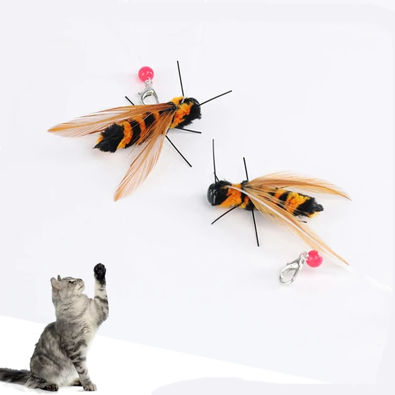 2 Stück Simulations-Hornissen-Katzenspielzeug Ersatzkopf Insekten-Katzenspielzeug Interaktives Haustier-Spielzeug für Kätzchen