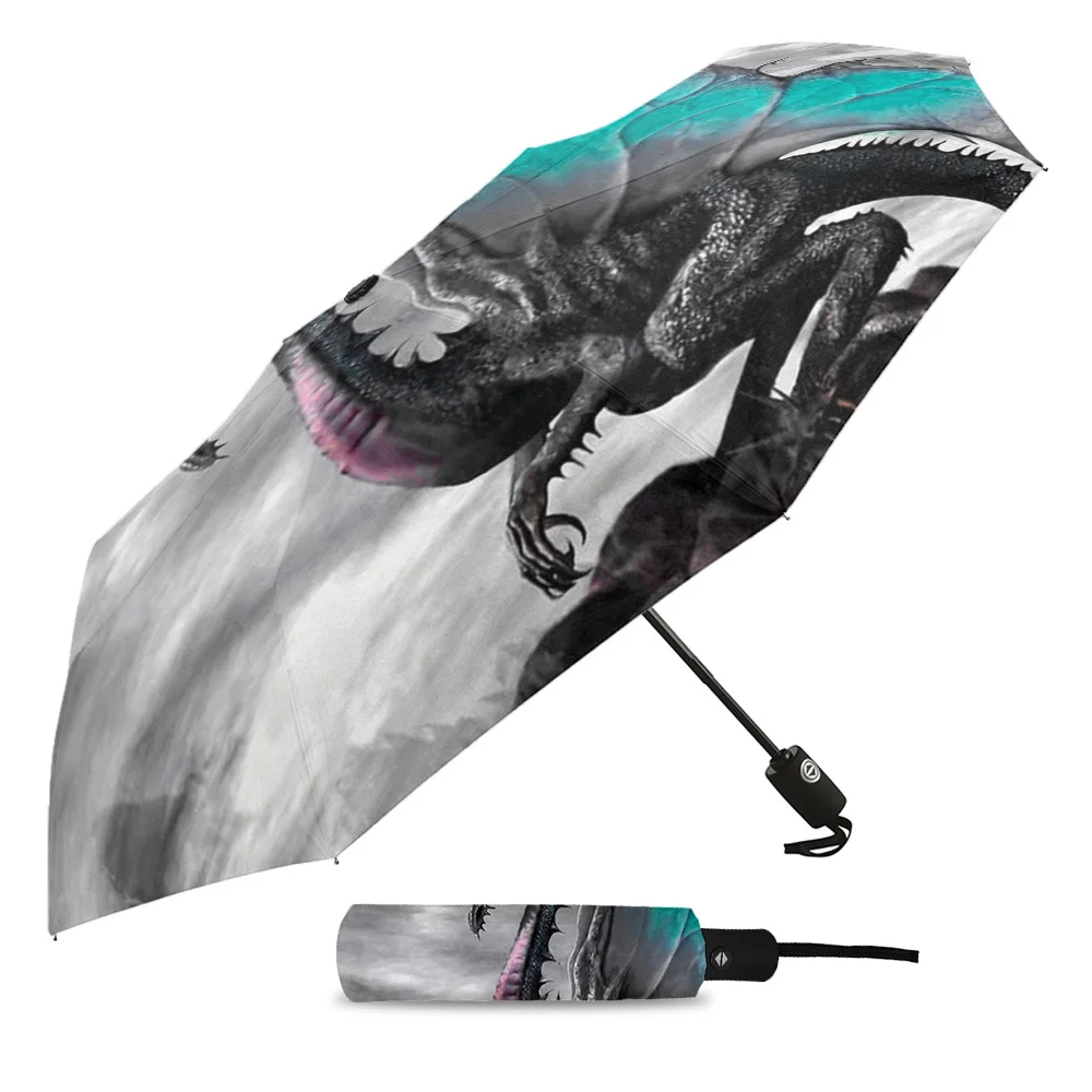 Magic Western Dragon Retro Print Women Men Rain Umbrella Three Folding Girl Durable Portable Automatic Umbrellas Gift Parasol