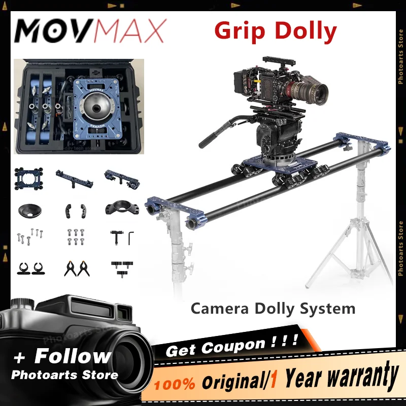 Movmax Grip Dolly Camera Dolly System capacity of 90kg Optimized Wheelsfor Curved Tracks VersatileMountingOptions vs greenbull