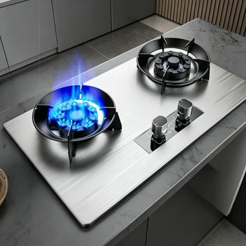 

Flip-top Magic Disc Gas Stove 2 Burners LNG/LPG Desktop Built-in Dual Use Household Kitchen Cooking Cooktop Hob gas cooker
