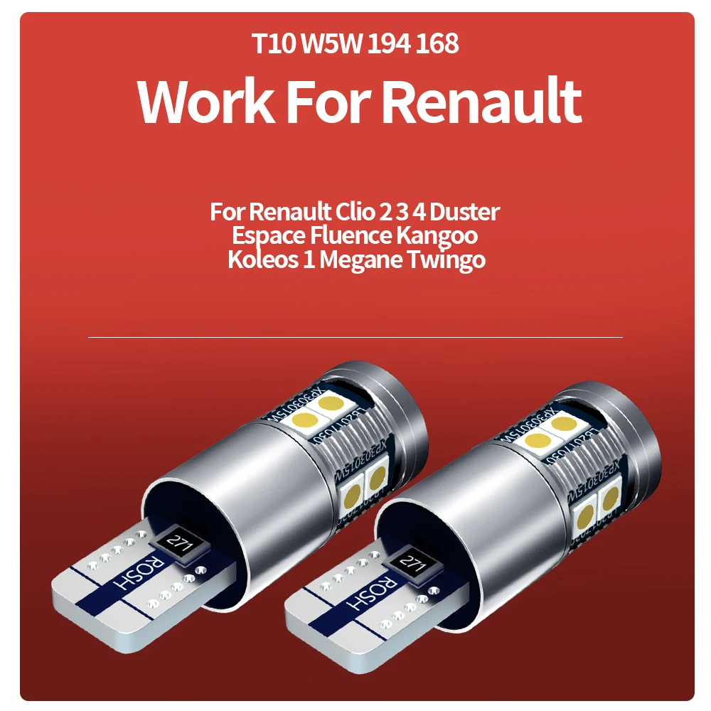 2pcs LED Clearance Light Lamp W5W T10 For Renault Clio 2 3 4 Duster Espace Fluence Kangoo Koleos 1 Megane Twingo Laguna Logan