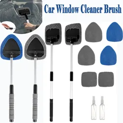 New Car Window Cleaner Brush Kit Windshield Cleaning Mop Microfiber Towel Car Detail Interior with Long Handles Cleaning Tools