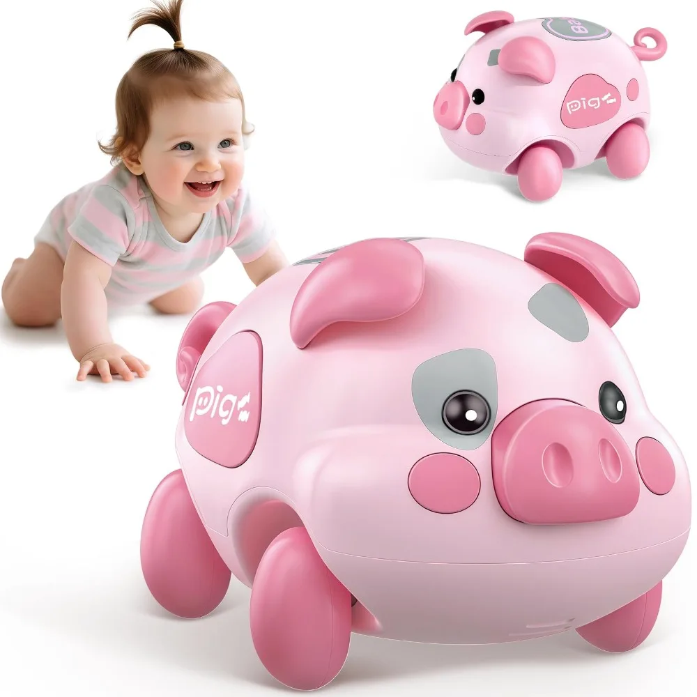 

Intelligent Sensing Baby Musical Toy Rechargeable Crawling Training Musical Piggy Toy with Light Music Multifunctional
