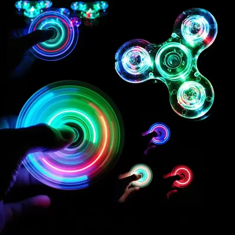 LED Luminous Fidget Spinner, Glow in Dark Hand Finger Spinner, EDC Stress Relief Toy for Kids and Adults