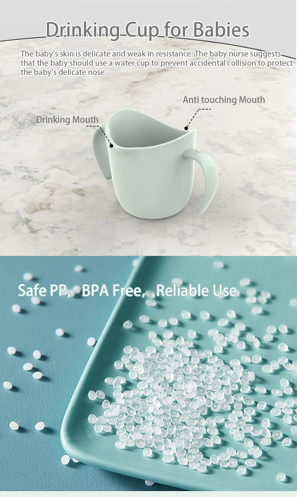 BPA Free Baby Cup Leak-Proof Infant Learning Drinking Cup Anti-Fall Baby Children Drinking Cup Solid Color Portable