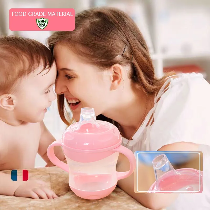 Lightweight and drop-resistant 6-36 month old baby drinking cup 160ml baby duckbill drinking cup Spill-proof with handle