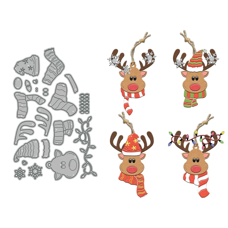 

Christmas Reindeer Shaker Cutting Dies DIY Scrapbooking Supplies Metal Dies Knife Mold For Card Making Albums Decor