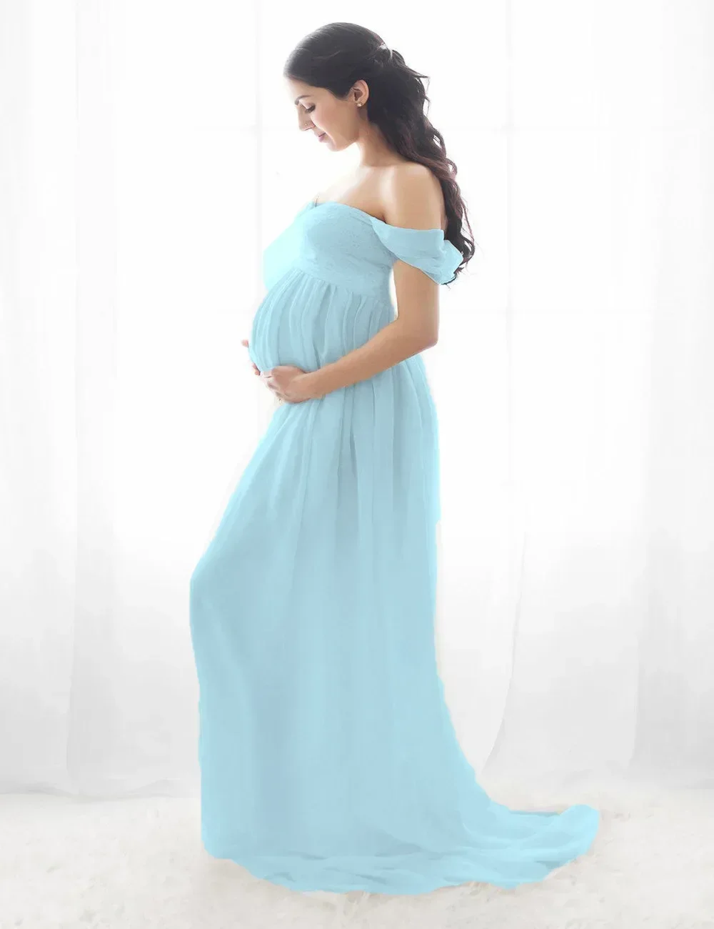 

Pregnancy Gowns Dress For Photo Shoot Maternity Photography Props Maxi Lace Fancy Summer Pregnant Dress Plus Size