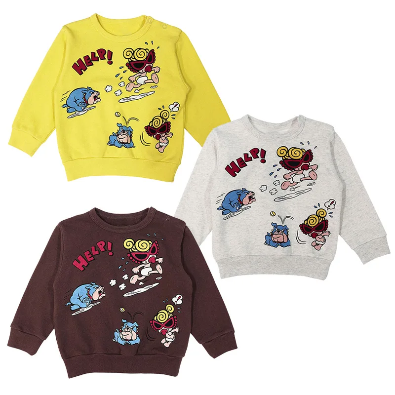 

Girls Clothes Autumn Winter Black Super Children's Clothes Cartoon Cute Boy Puppy Print Long Sleeve Sweatshirt Top