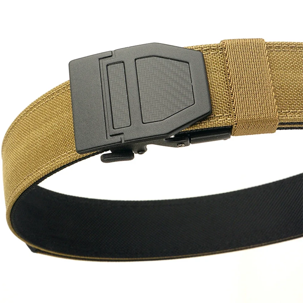 TUSHI Brand Double Layered Thickened Tactical Belt Men's Enthusiasts Outdoor Nylon 3.8 Upgraded Automatic Buckle Gun