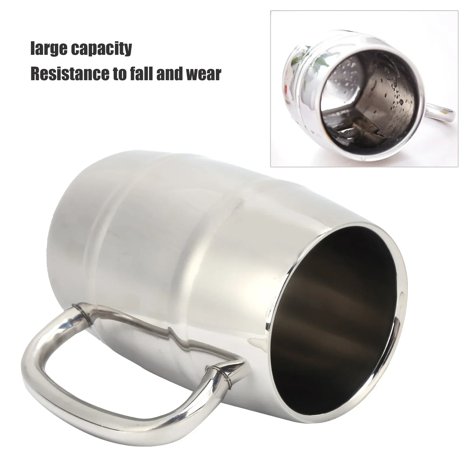 Beer Mug DoubleWalled Large 550ML Whiskey Barrel 304 Stainless Steel Milk Cup For Hot Cold Drinks - view 6