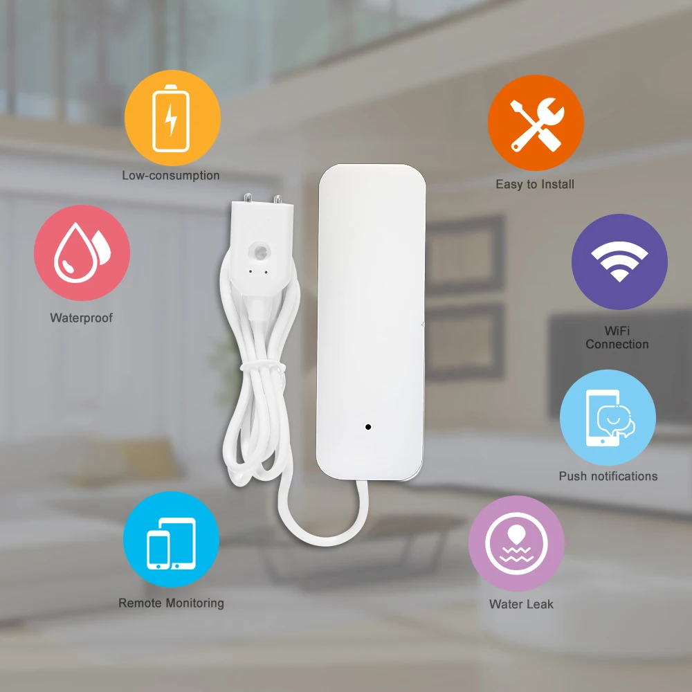 Tuya WiFi Smart Water Leak Sensor Smart Home Flood Leakage Sensor Remote Control WIFI Water Leakage Controller Via Alexa Google