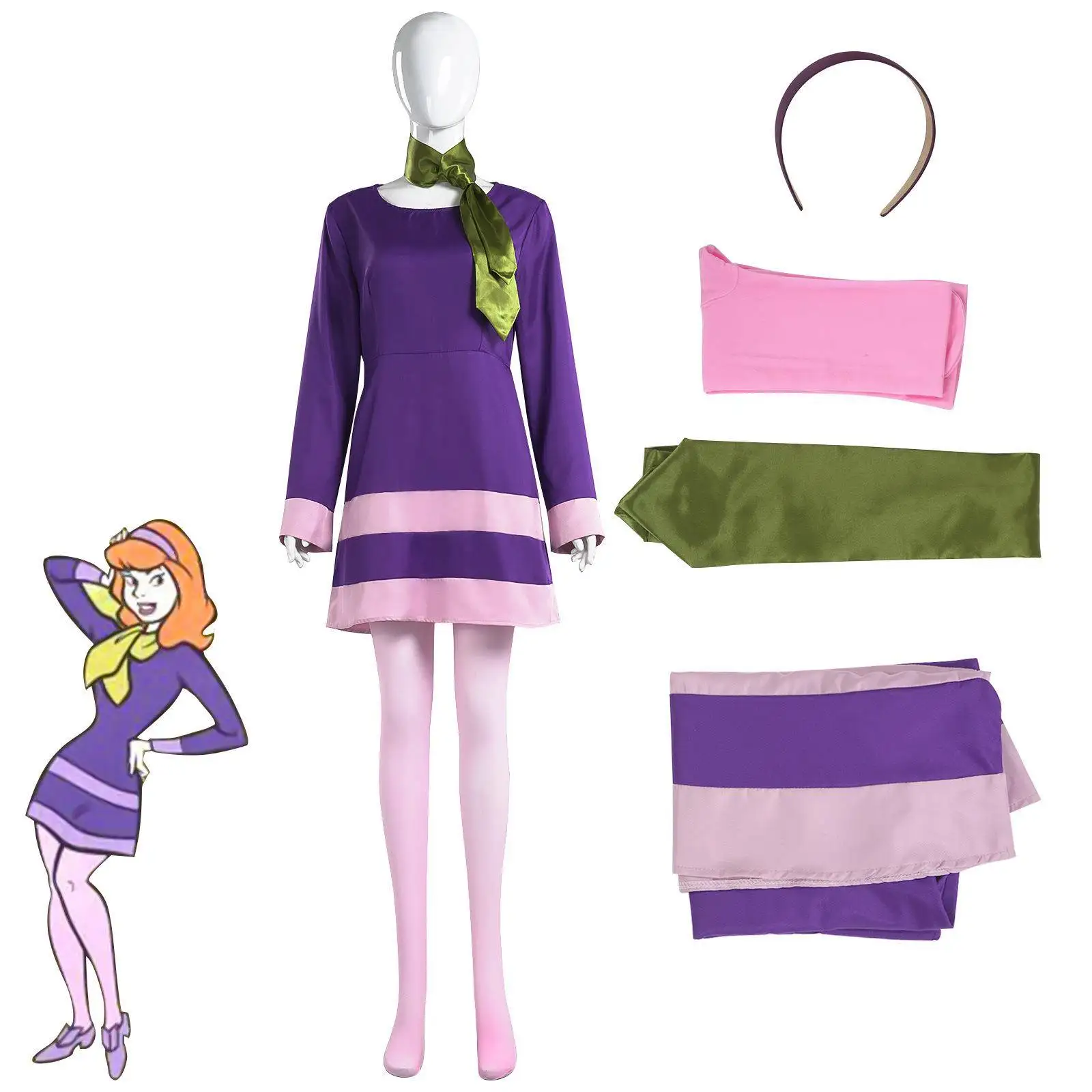 Disfraz de Velma de Scooby Doo para Cosplay, Halloween, Representaciones, Ropa Tradicional Femenina, Atuendo para Actuaciones Escénicas