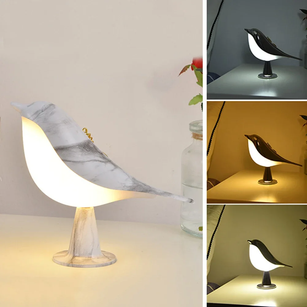 Moderne Einfache Elster LED Nachttischlampe Kleine Schnurlose Holz Vogel Nachtlicht Touch Control Schlafzimmer Tisch Leselampe Dekor