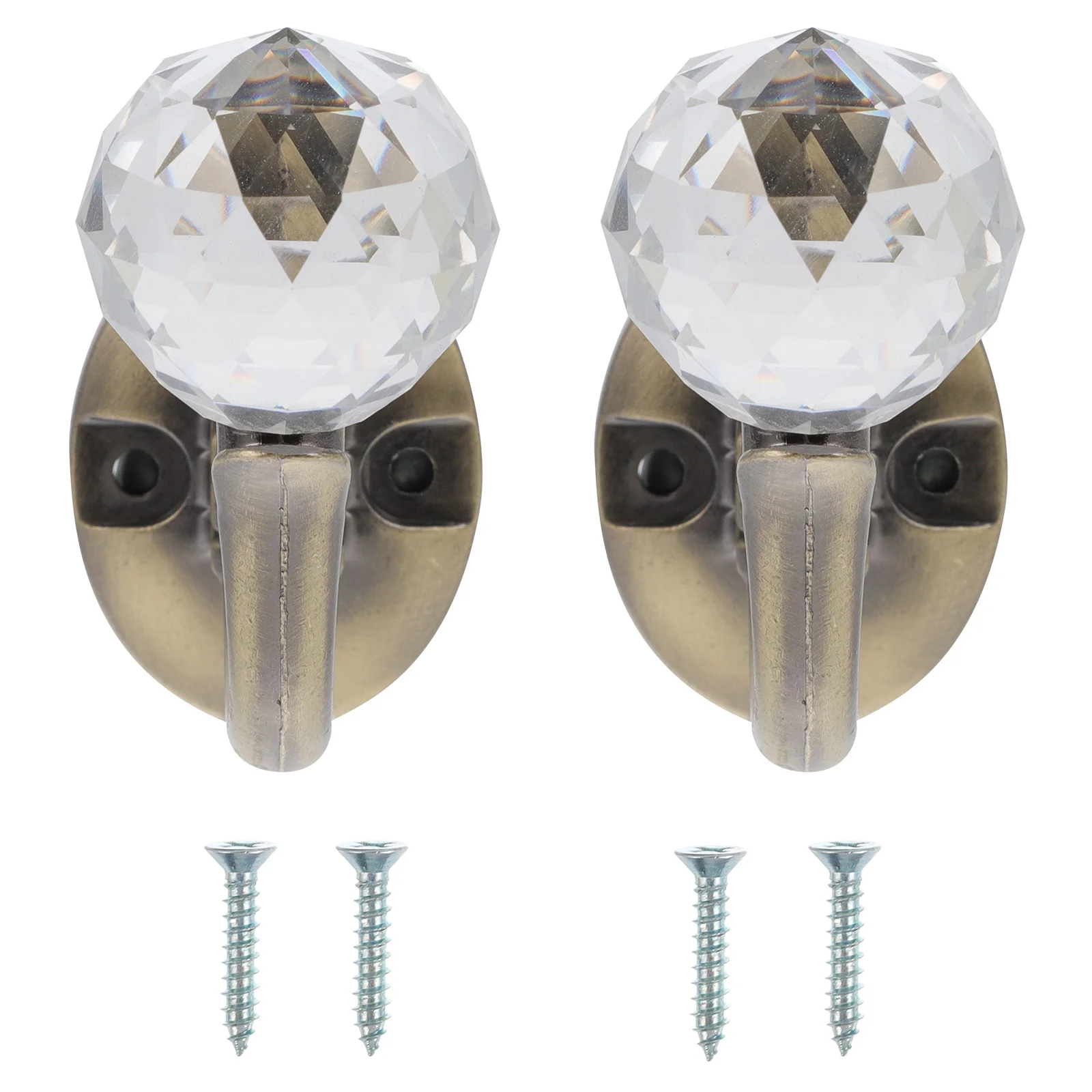 

2pcs Crystal Curtain Hooks Zinc Alloy Lightweight Rust-Resistant Decorative Home Window Hanging Accessories For Bathroom