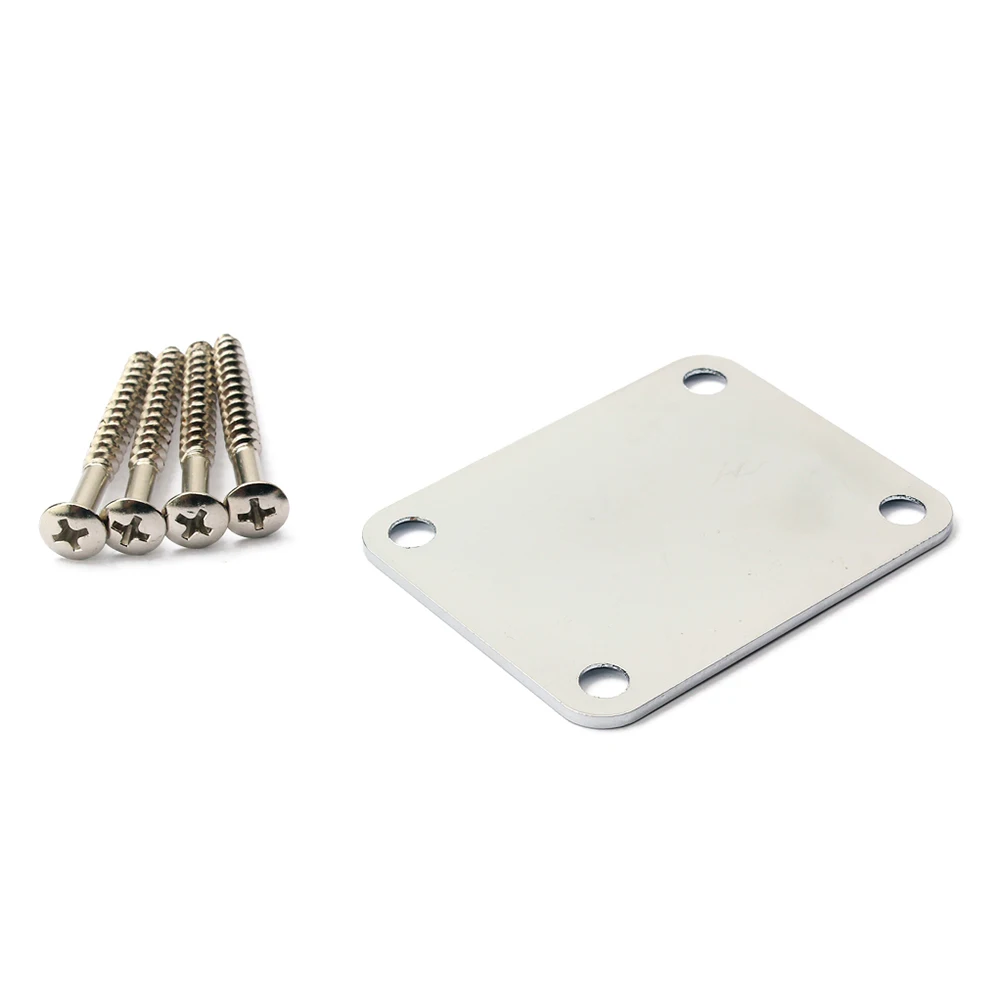 

Guitar Neck Plate Electric Replacement Chrome Steel Reinforcement Plate For Accessories With Screws Lightweight Durable Easy