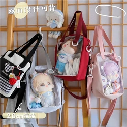 Torba Kawaii w stylu japońskim kreskówka haftowana krata przezroczysta Itabag kobiety małe torby typu Crossbody dziewczyna Itabag dla 20cm lalka JK