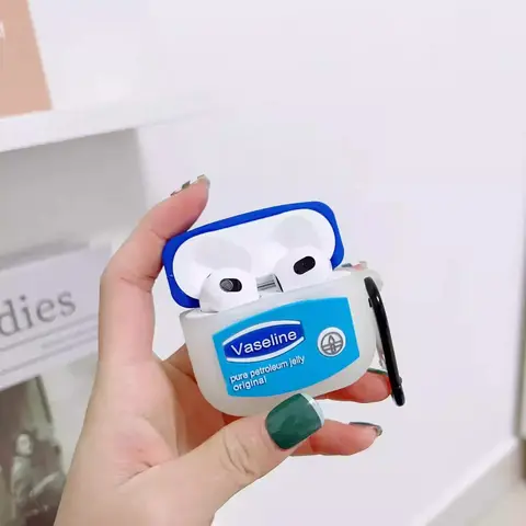 AirPods 용 바디 로션 4 3 2 1 AirPods Pro 용 무선 이어폰 케이스 바셀린 만화 실리콘 보호 헤드셋 헤드폰 커버
