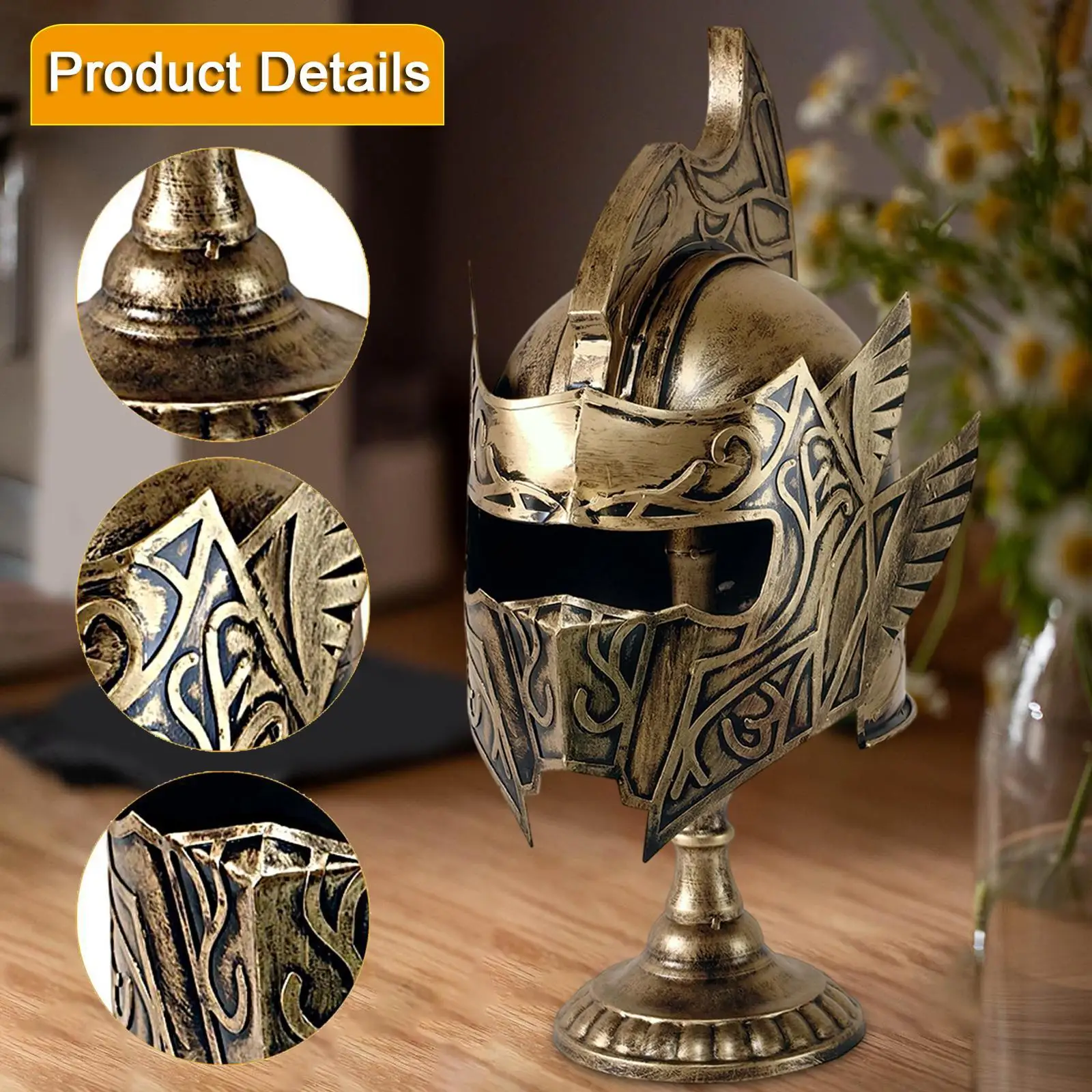 Sparta Helmet for Men Ancient Costume Sparta Costume Accessory Hat Soldier Helmet for Party Stage Performance Cosplay Home Decor