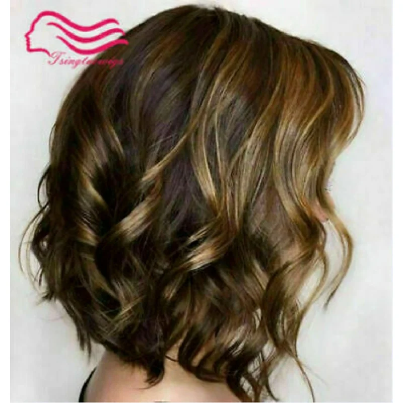 12 In Hair New Fashion Brown Blond Curly Women's Full Wigs