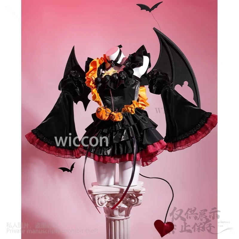Anime Teto Cosplay Costume Game Vtuber Project Sekai Dress Lolita Dark Little Devil Wing Red Wigs For Halloween Props Customized