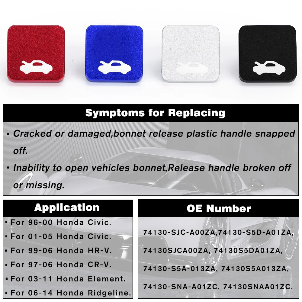 Hood Latch Handle Release Repair Kit Engine Cover Lock Control Switch For Honda Civic 1996-2005 Engine Car Accessories JR-ECL01