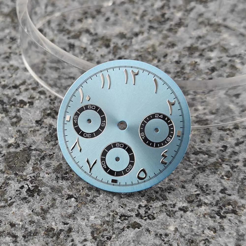 قرص VK63 29.5 ملم، أرقام عربية، قرص ساعة أظافر لحركة كوارتز VK63 بدون ملحقات تعديل الوجه المضيئة #3