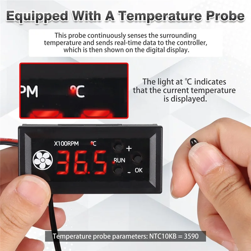 ABSQ-PWM 4 สาย DC 12V พัดลมควบคุมความเร็วโมดูล, พัดลมอุณหภูมิระบบควบคุม Probe สําหรับ 3A พัดลม PC การใช้งาน