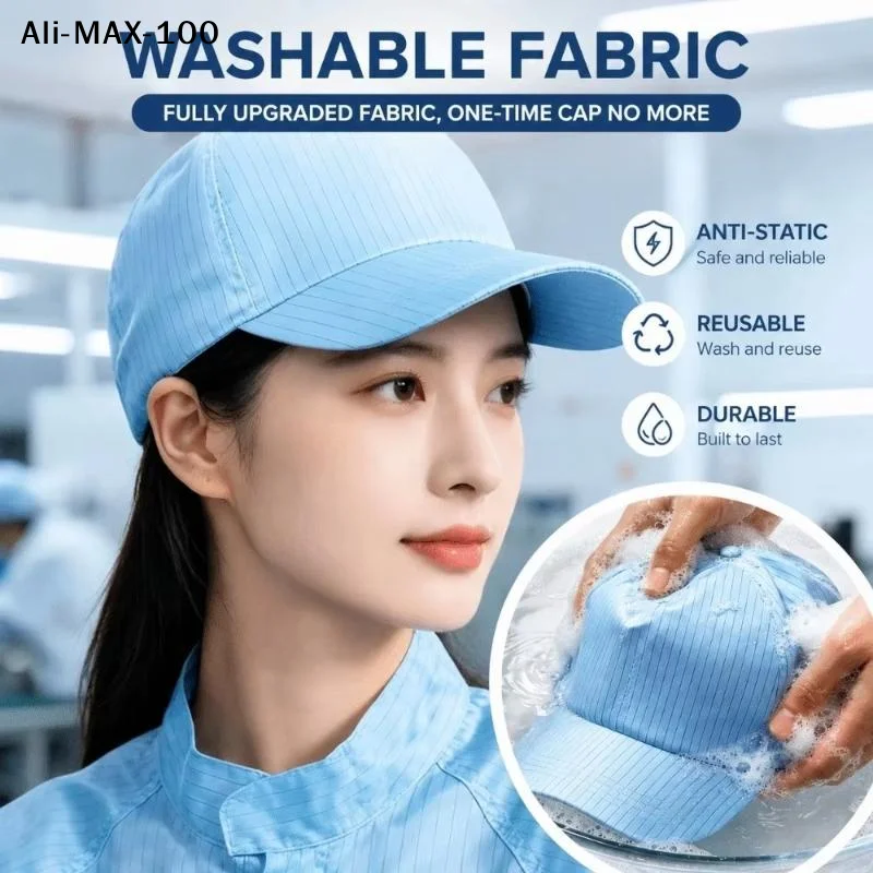 【AV】Antistatic Baseball Cap Breathable Dustproof Hair Shedding Proof For Factory Kitchen Workshop Use