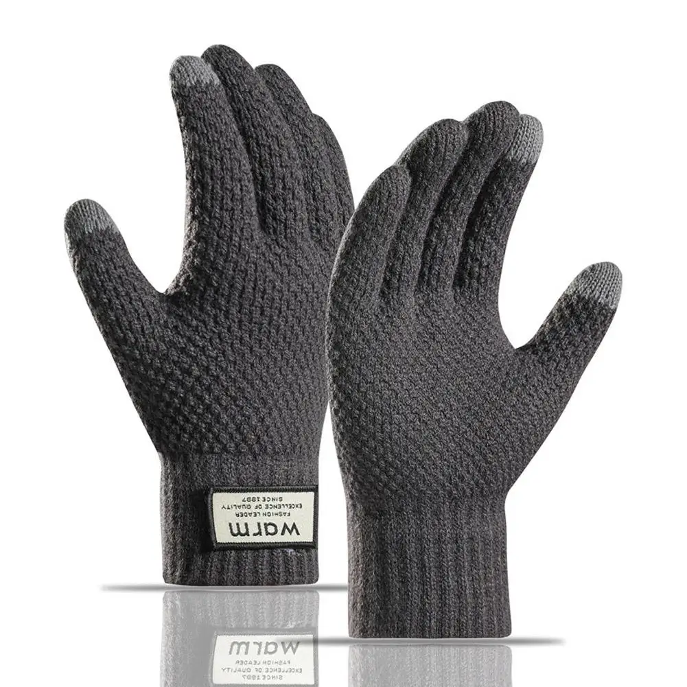 Winter-Touchscreen-Strickhandschuhe für Männer und Frauen, thermische weiche Samtstrickhandschuhe zum Laufen, Radfahren, Fahren und Wandern im Freien