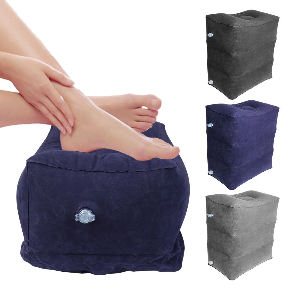 

Leg Support Inflatable On Airplane Car Bus Footrest Pillow Travel Foot Rest Pillows Adjustable High 3 Layers PVC