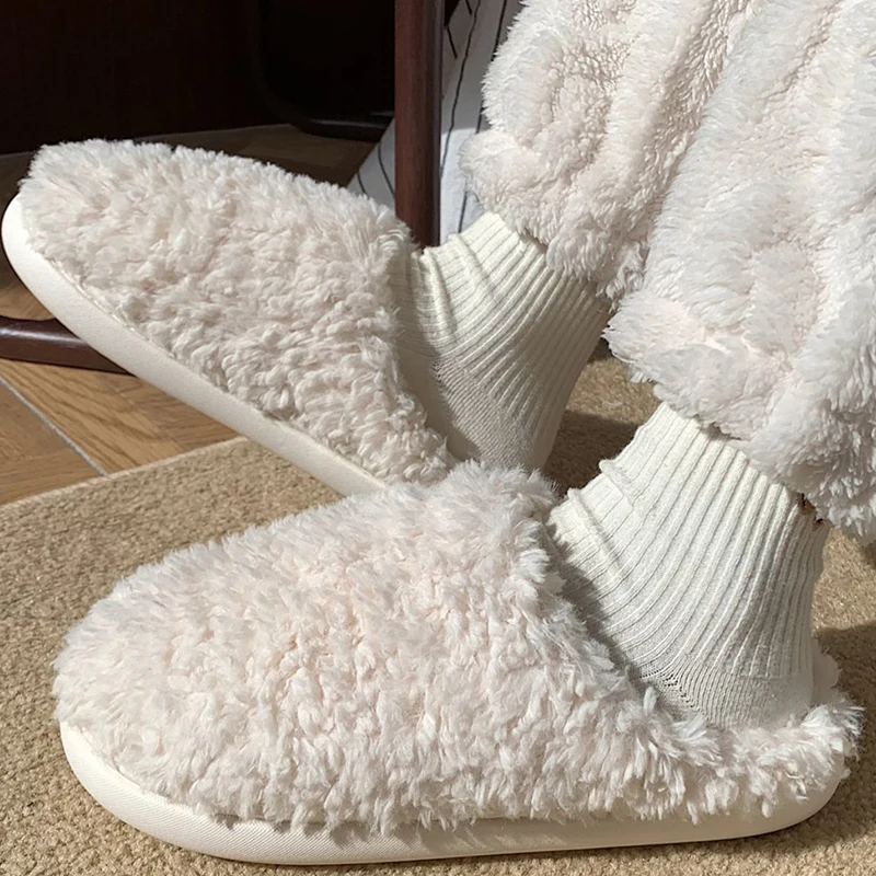 Damesslippers Anti Slip Zacht Comfort Katoenen Slippers 2024 Winter Nieuwe Baotou Verdikte Warme Pluche Schoenen Paar Schoenen