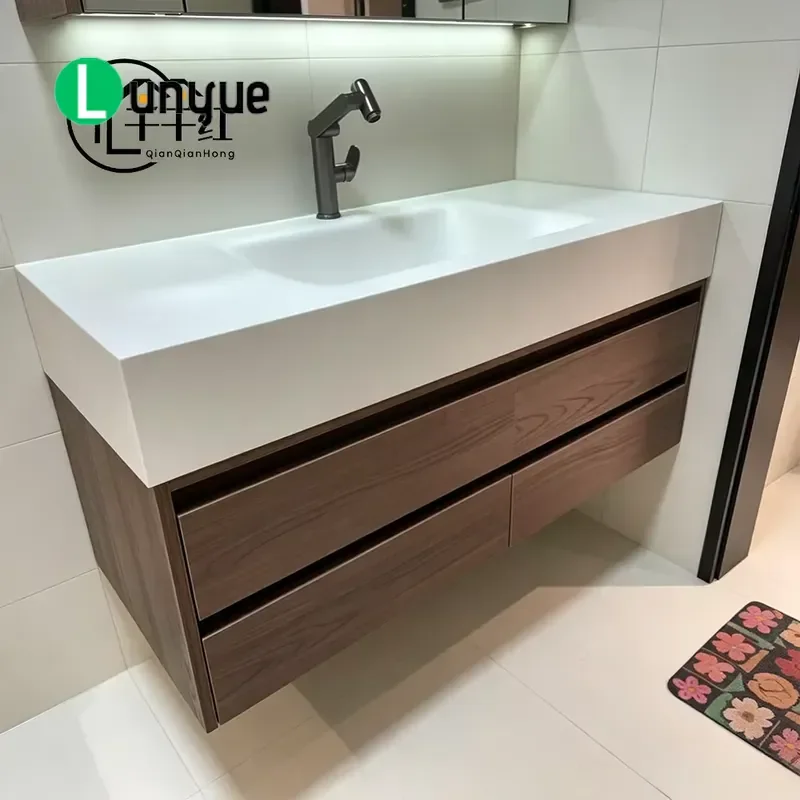 Modern Waterproof Wall Mounted Bathroom Vanity With Mirror And Ceramic Sink For Apartment Villa Space Saving Storage