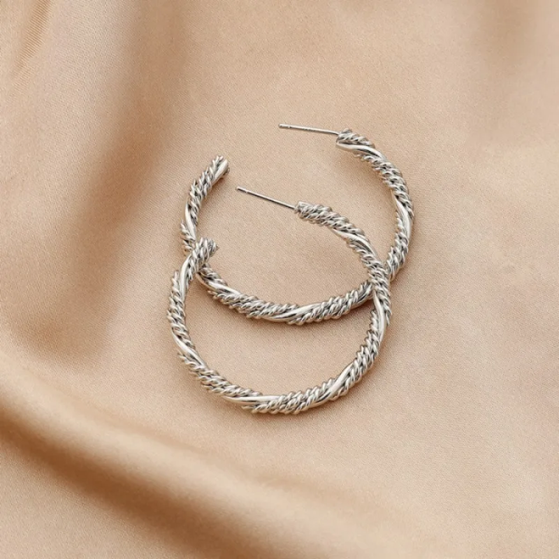 2022 Korean Wave New Kim Taehyung V Circle Metal Twist Earrings Celebrities Exaggerated Temperament Accessories Women\'s Jewelry