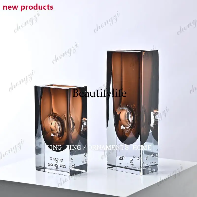 f182 Advanced modern crystal rhombus vase flat combination flower ware ornament
