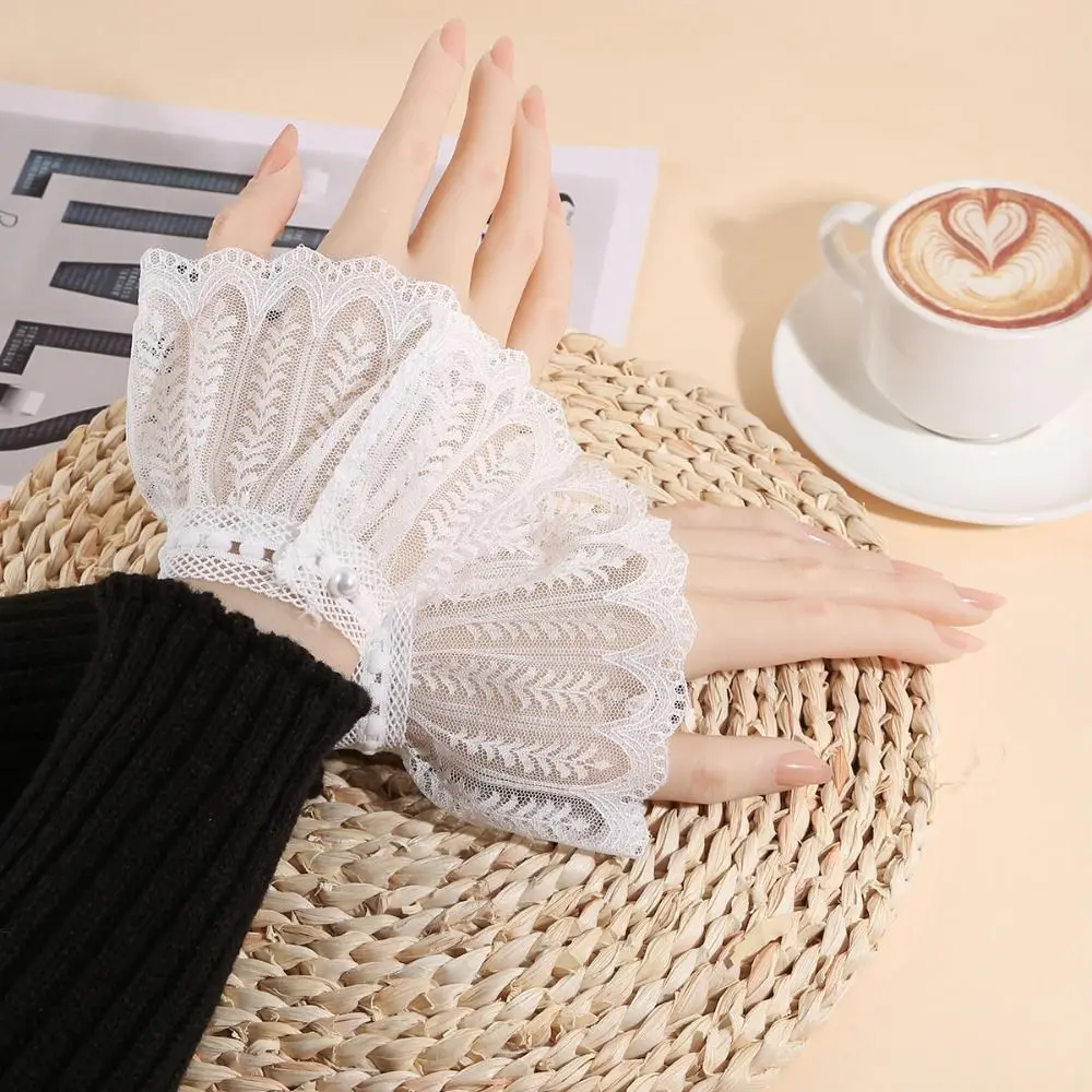

Fashion Lace Ruffled Wrist Fake Sleeves Cuffs Costume Accessory Soft Lace Cuff Comfortable Wrist Cuff Daily Accessory