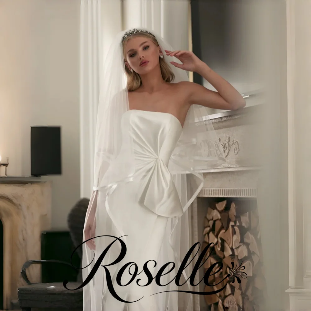 ROSELLE Elegant Strapless Sleeveless Mermaid Wedding Dress Open Back Pleat Sweep Train 2026 Bridal Customized свадебное платье