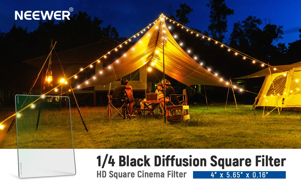 NEEWER 1/4 1/8 Black Diffusion Dreamy Effect 4"x5,65" Cinema Square Filter (rechteckig) für Tilta für SmallRig Matte Box – Detail 1