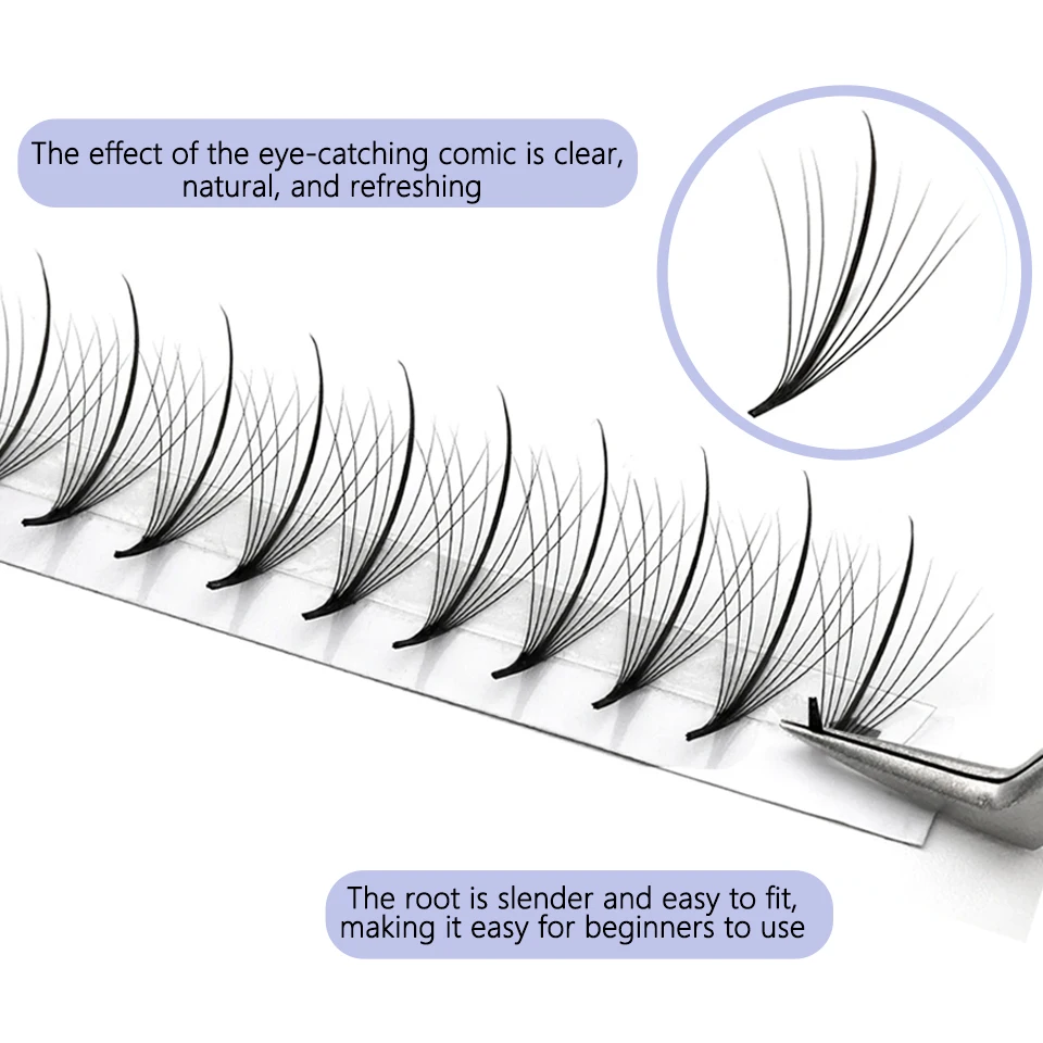 3D 5D 7D 9D 11D 13D 15DWispy Prefabricated Fan Spike Promade Eyelashes Extension Pointy Base Hybrid Fan Lash Effect Wispy Lashes