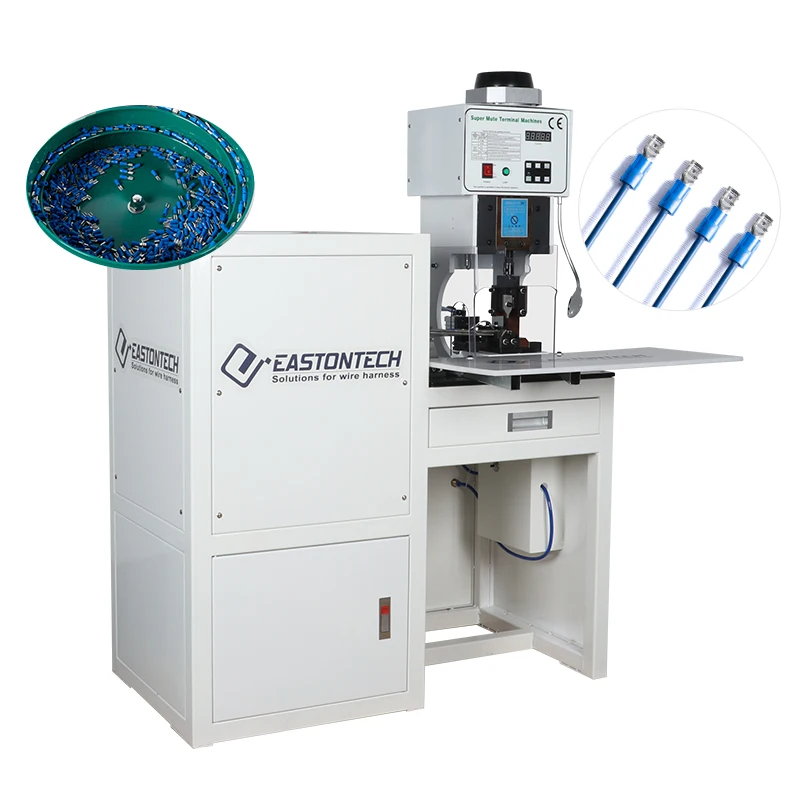 EW-5055 2T Semi Automatic Loose Wire Cable Terminal Crimping Machine Cable Terminal Press Machine With Vibrate Plate Feeding
