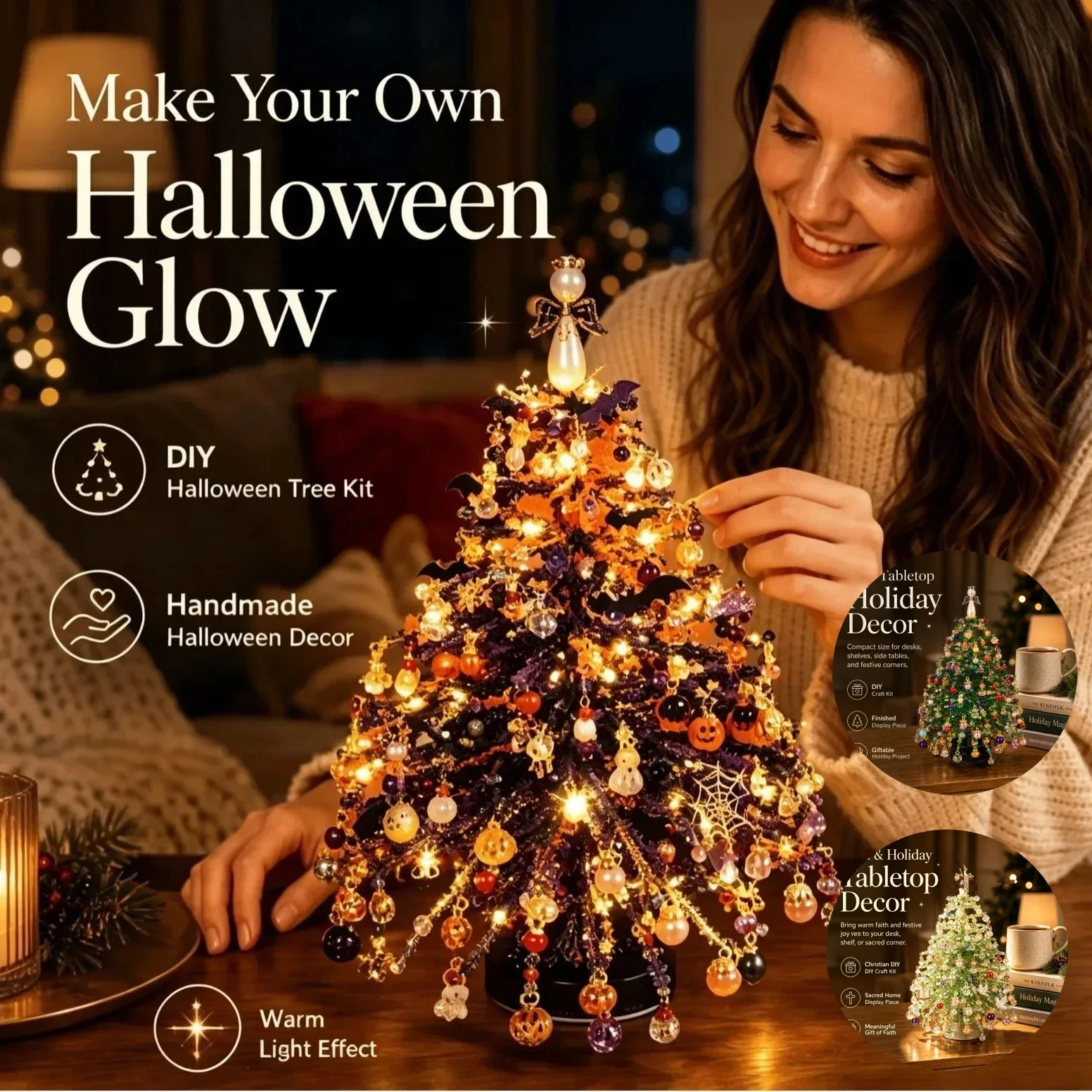 DIY Beaded Christmas Tree Kit 3D Crystal Bead Holiday Craft Set for Adults Colorful Beads Tabletop Tree Ornament Charms DIY Gift