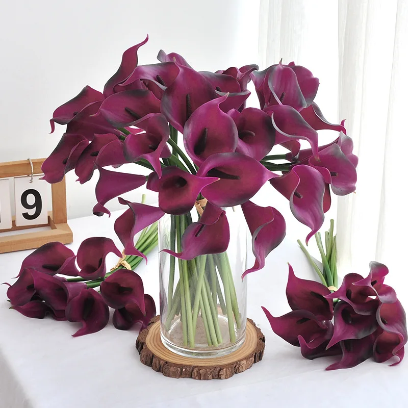 

18pcs Artificial Latex Calla Lily Bouquet for Wedding Decor Bridal Hand Holding Bouquet Fake Calla Flowers Home Room Decoration