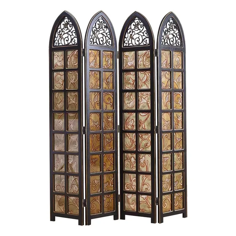 CX foldable screen living room room hotel stained glass screen partition porch screen