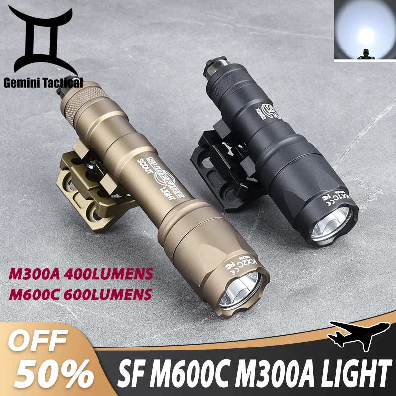 

Tactical WADSN Sureifr M300A M600C Flashlight White LED Light Metal M-LOK Keymod Mount Base Fit 20mm Rail Hunting Weapon Lamp