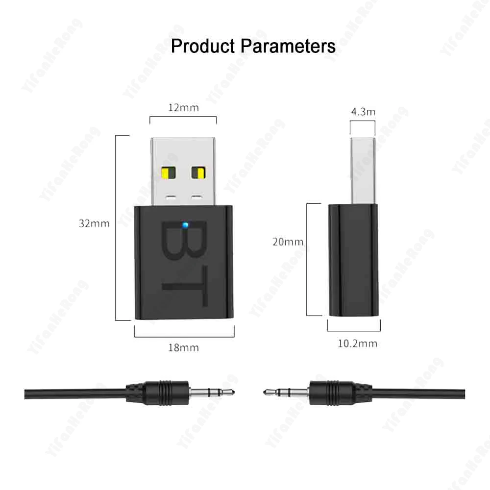 Adaptador USB 5,0 compatible con Bluetooth, Dongle HiFi, receptor de Audio, Transmisor estéreo de 3,5mm, AUX para PC, coche, TV, adaptador