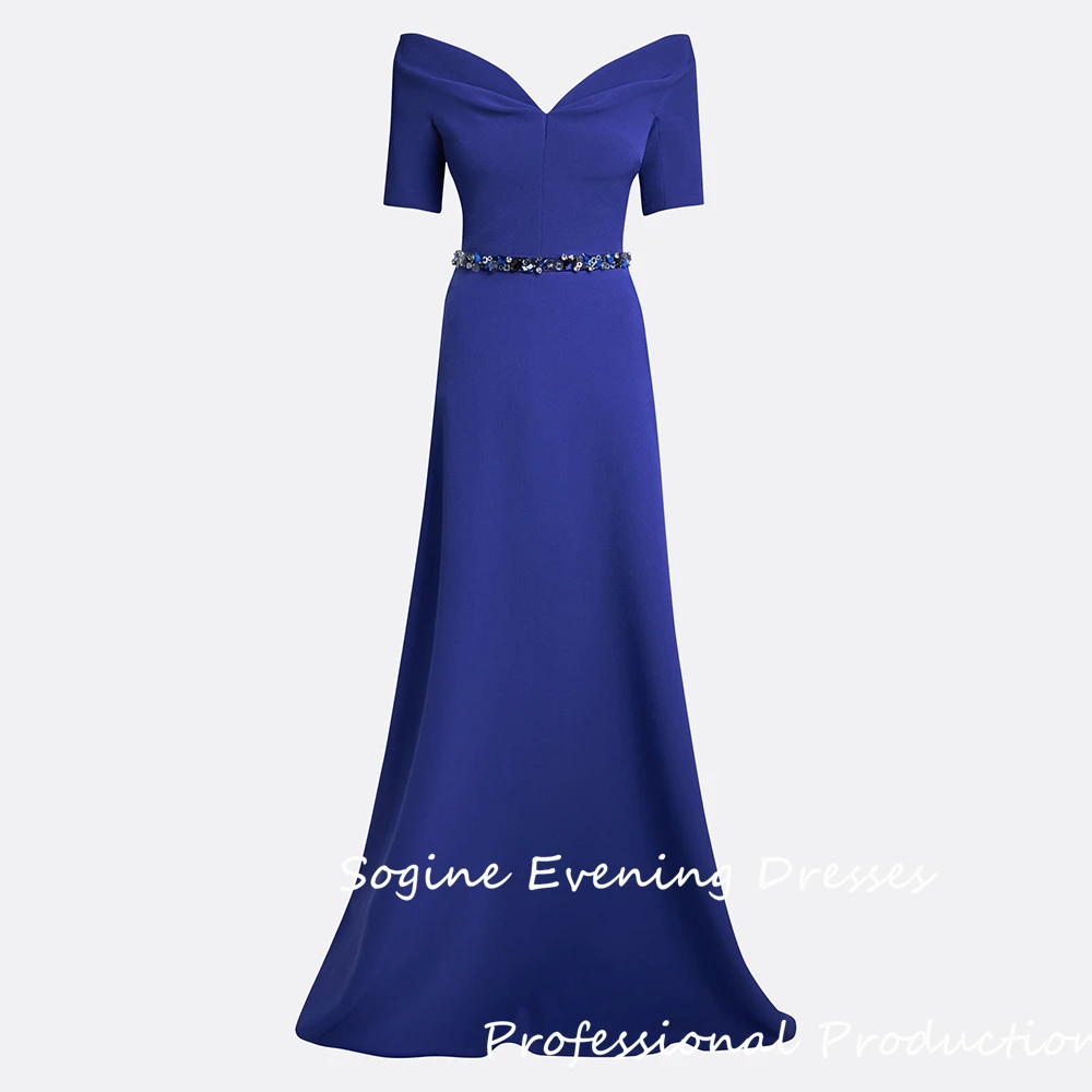 Königsblaue Crêpe-Abschlussballkleider 2025, schulterfrei, nackter Ausschnitt, فسات Nadel Diego Diego Diego Meerjungfrau, lange formelle Cocktailparty-Kleider