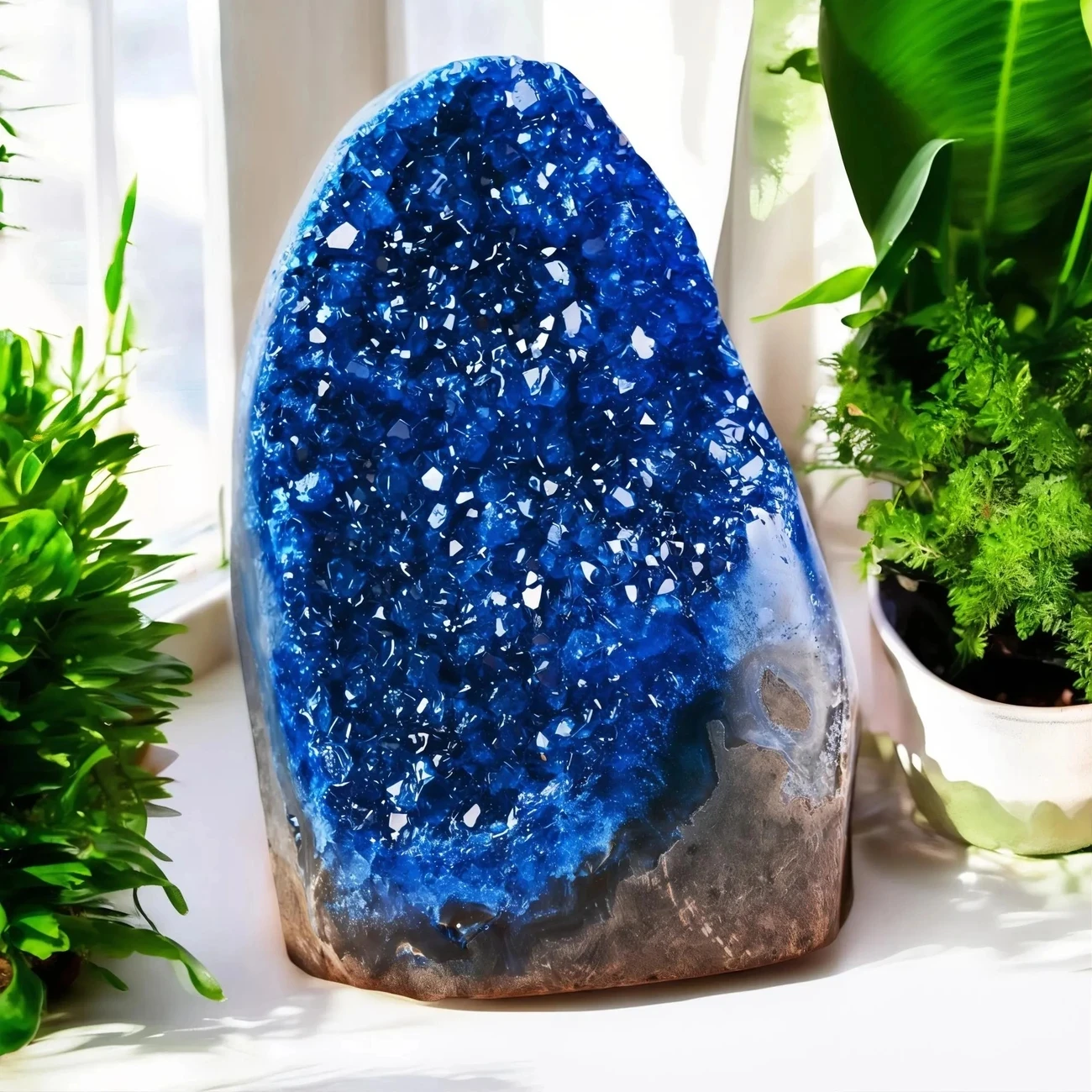 1pc Stunning Blue Crystal Cluster - Bohemian style, perfect for family gatherings, home and office decoration
